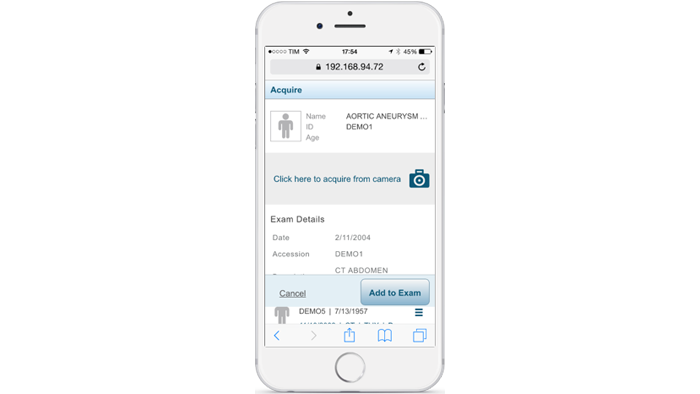 Benutzeroberfl&auml;che des Bilderfassungsportals auf einem Smartphone