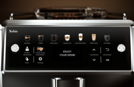 Stellen Sie eine Tasse unter den Auslauf, und dr&uuml;cken Sie die Bereitschaftstaste.