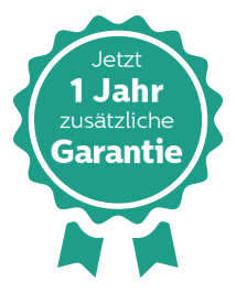 Garantie-Logo - jetzt 1 jahr zus&auml;tzliche garantie