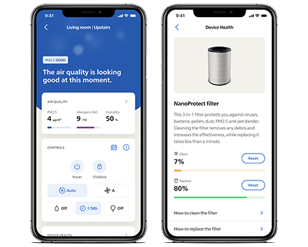 Philips Air+ App Telefonbildschirme Luftqualit&auml;t
