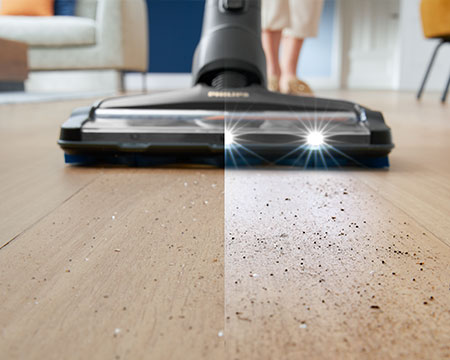 LED-Licht in der D&uuml;se bringt versteckten Staub und Schmutz zum Vorschein