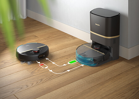 Reinigt mit nur einer Akkuladung bis zu 180&nbsp;Minuten lang